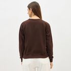 Women's Dark Chocolate Brown Crew Neck Graphic Sweatshirt, भूरा, small image number null