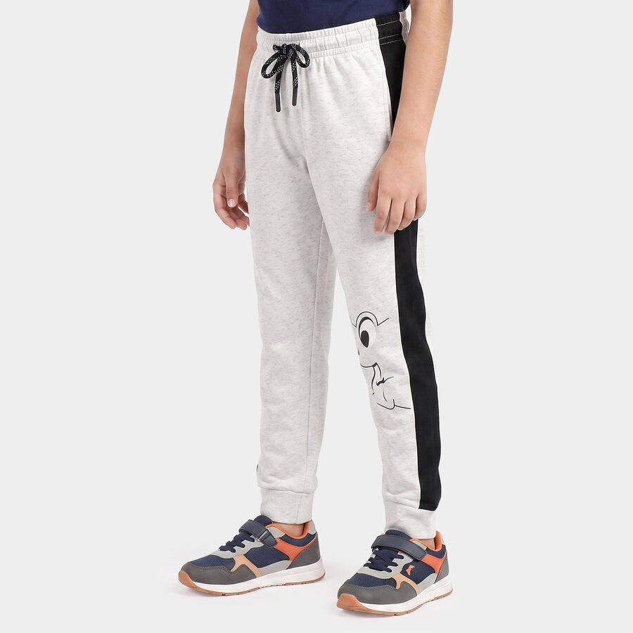 Boys Ecru Melange Jogger Graphic Printed Pyjama, एक्रू मिश्रित, large
