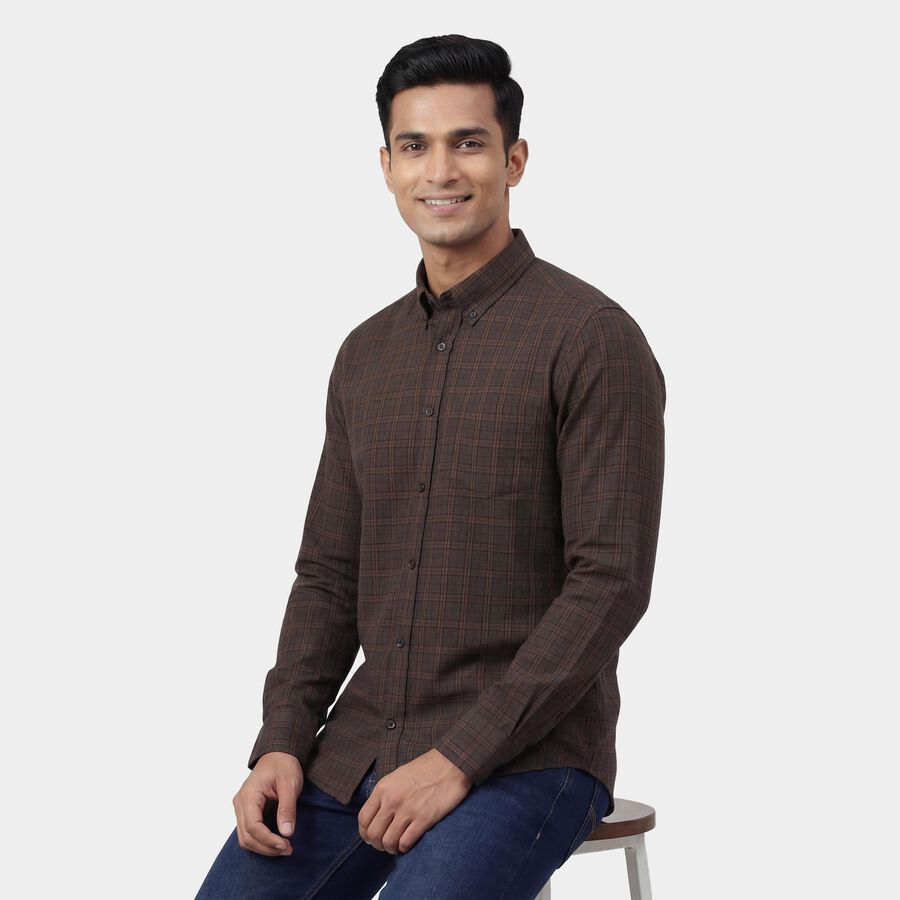 Men's Olive Cotton Button Down Collar Casual Shirt, Olive, large