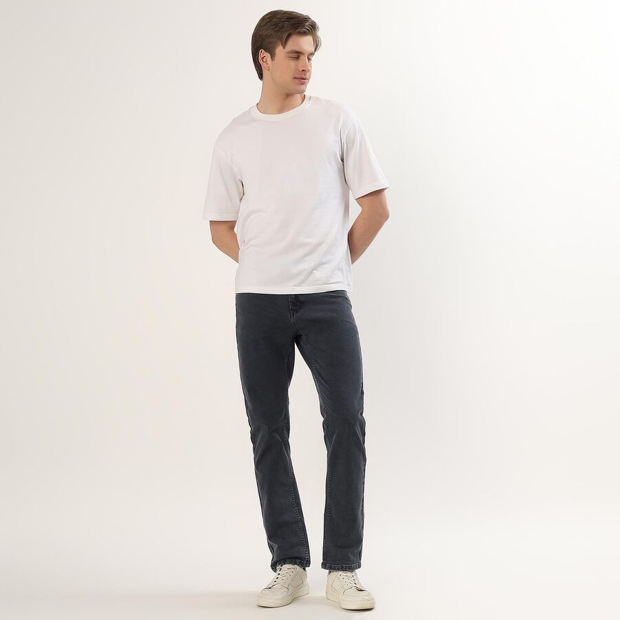 Men's Charcoal Black Slim Fit Faded Jeans, Dark Blue, large