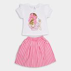 Girls' 100% Cotton Top Skirt, गुलाबी, small image number null