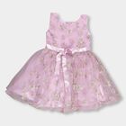 Girls' Soft Lavender Embroidered Party Wear Frock, लाइलेक, small image number null