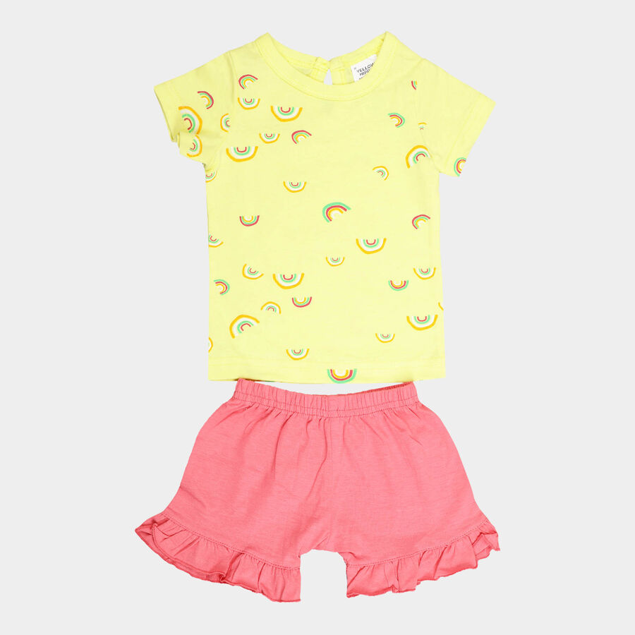 Infants Cotton Shorts Set, Yellow, large image number null