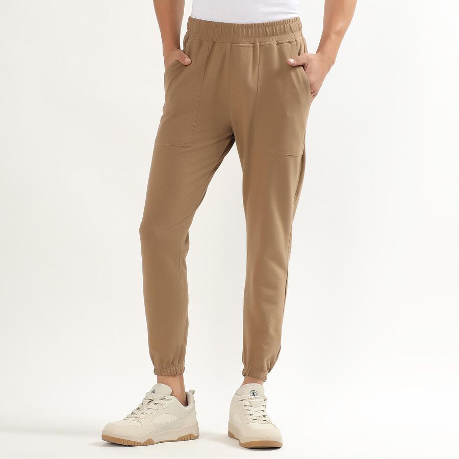 Men's Black Regular Fit Jogger Track Pants, भूरा, large image number null