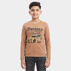Boys Brown Crew Neck Regular T-Shirt, Brown, small