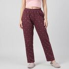 Women's Maroon Straight Fit Heart Printed Lounge Pyjama, Wine, small
