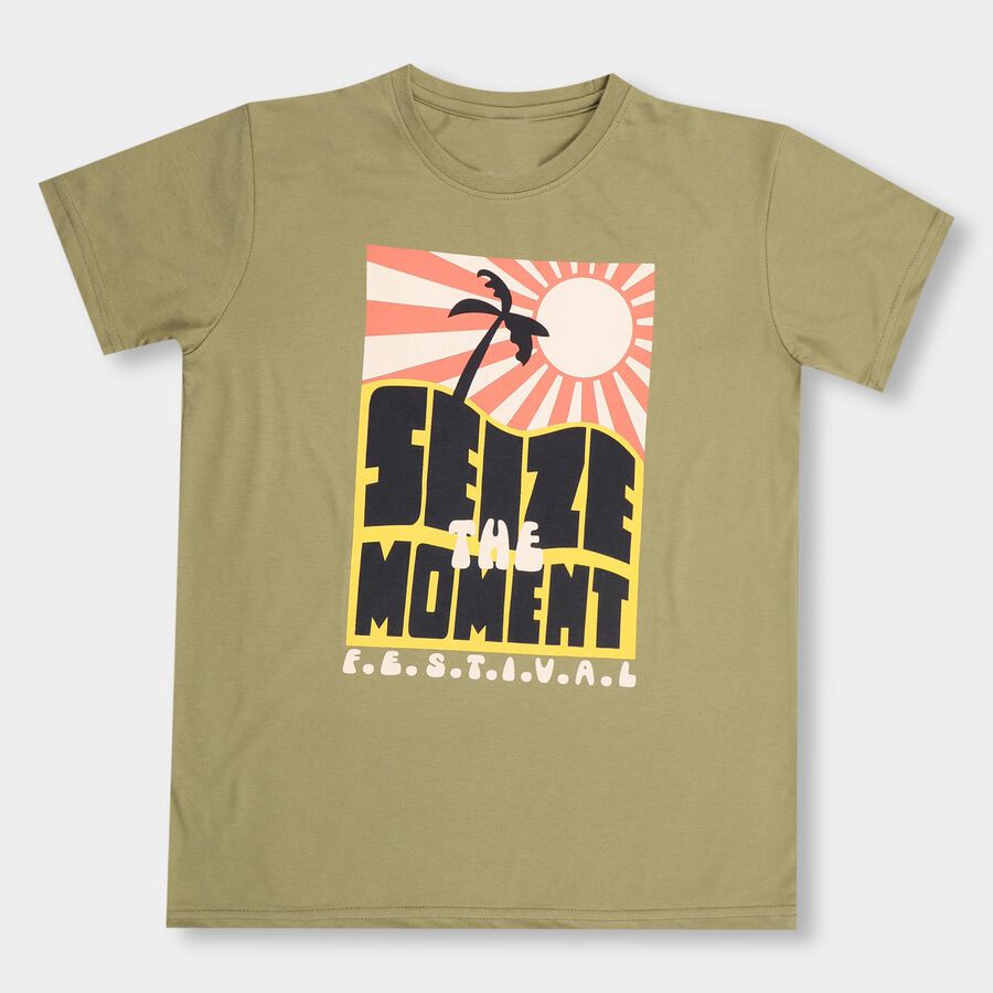 Boys' Half Sleeves T-Shirt , ओलिव, large image number null