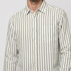 Men Grey 100% Cotton Long Sleeves Collared Shirt, हल्का ग्रे, small