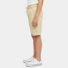 Boys Beige Regular Fit Textured Bermuda Shorts, Beige, small