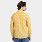 Men's Yellow 100% Cotton Mandarin Collar Printed Kurta, पीला, small