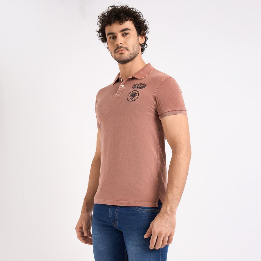 Men's 100% Cotton Collared Half Sleeves T-Shirt , गुलाबी, large image number null