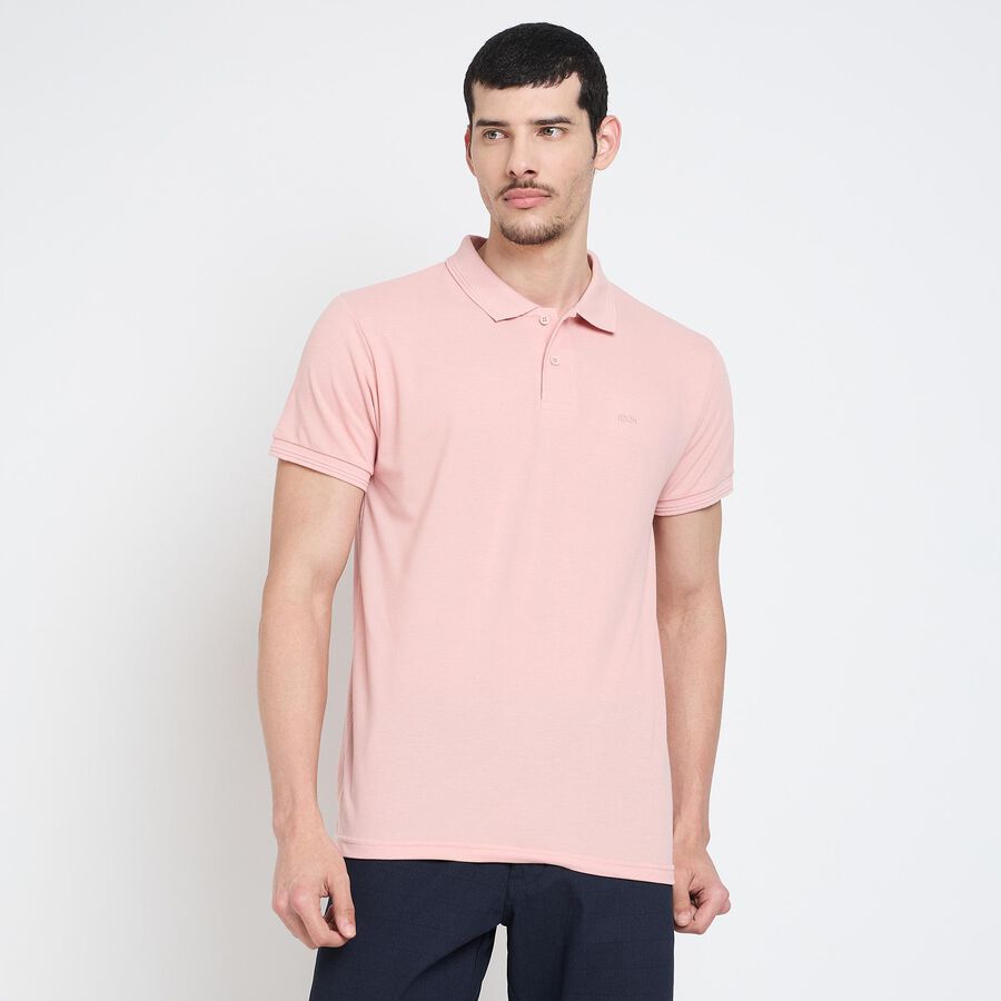 Men's Collared Half Sleeves T-Shirt, पीच, large image number null