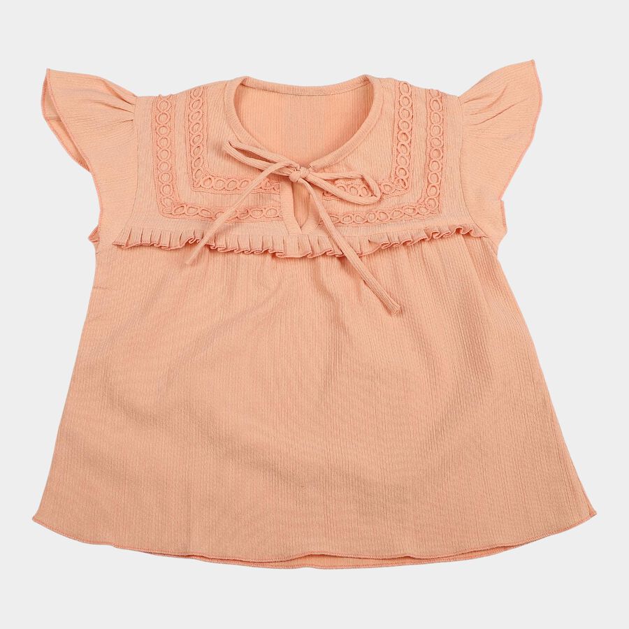 Girls Pink Round Neck Regular T-Shirt, गुलाबी, large