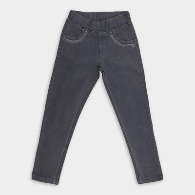 Girls Charcoal Grey Skinny Fit Rhinestone Jeans