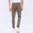 Men's Olive Green Slim Fit Printed Casual Trousers, Olive, small image number null