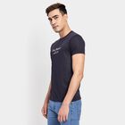 Men's Round Neck Half Sleeves T-Shirt, नेवी ब्लू, small
