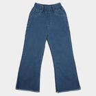 Girls Blue Wide Leg Frayed Hem Jeans, मध्यम नीला, small
