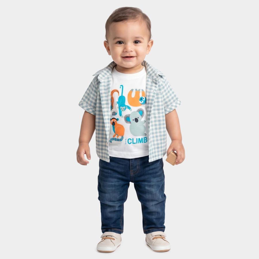 Infants Green Cotton Camp Collar Shirt, हल्का हरा, large