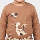 Infants' Beige 100% Cotton Round Neck Graphic Print Baba Suit, Beige, small