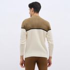 Men's Beige and Brown Half-Zip Casual Pullover, Khaki, small image number null