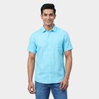 Men's Aqua Spread Collar Casual Shirt, एक्वा, small