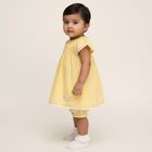 Infants' Soft Yellow Smocked Embroidered Casual Frock, पीला, small image number null