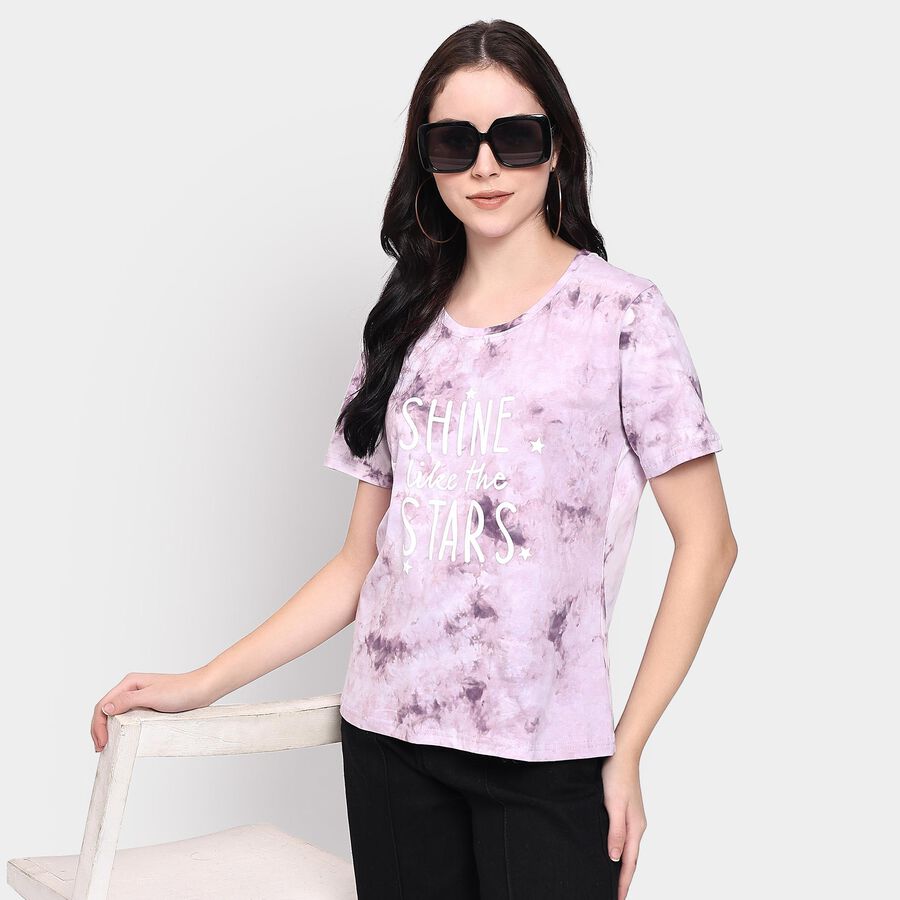 Ladies' 100% Cotton Round Neck T-Shirt, Lilac, large