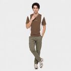 Men's Khaki V-Neck Regular T-Shirt, Khaki, small
