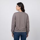 Women Grey Crew Neck Drop Shoulder Sweatshirt, गहरा ग्रे, small