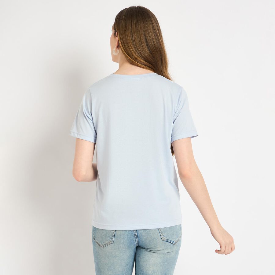 Ladies' Round Neck T-Shirt , हल्का नीला, large