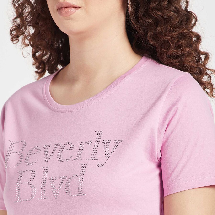 Round Neck T-Shirt, Pink, large image number null