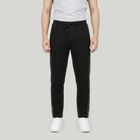 Men's Black Tapered Fit Side-Striped Track Pants, काला, small