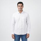 Men's White Cotton Spread Collar Casual Shirt, White, small