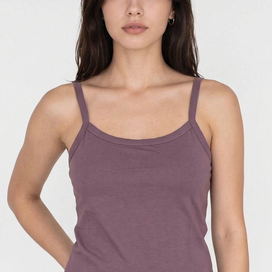 Women's Purple Cotton Scoop Neck Camisole Slip, बैंगनी, large