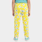 Girls' Yellow Straight Fit Floral Printed Cotton Blend Pyjama, Yellow, small