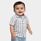 Infants Light Grey Cotton Half Sleeve Classic Casual Shirt, हल्का ग्रे, small
