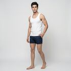 Men's White Cotton Round Neck Sleeveless Vest, White, small