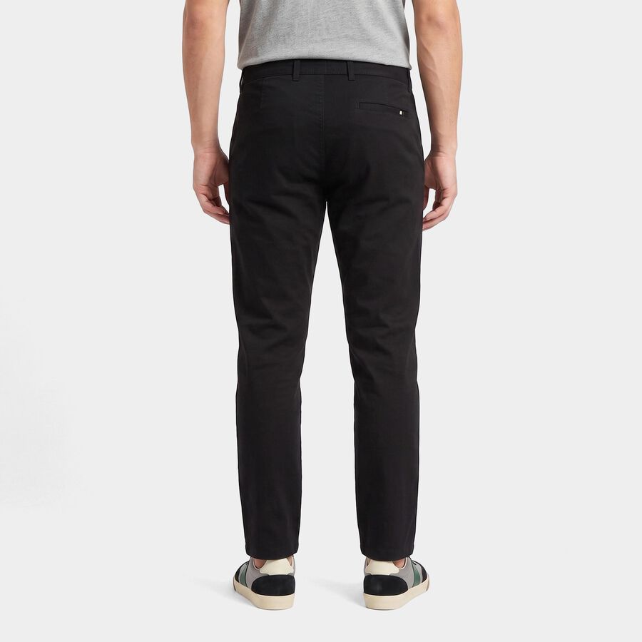 Men's Black Slim Fit Chino Trousers, काला, large
