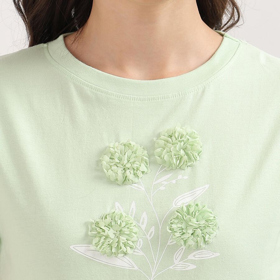 Ladies' 100% Cotton Round Neck T-Shirt, निऑन ग्रीन, large image number null