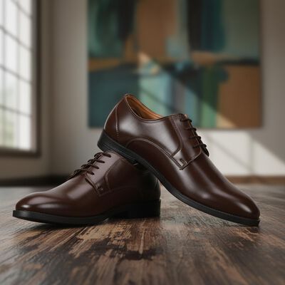 Men's Brown Lace-Up Derby Formal Shoes