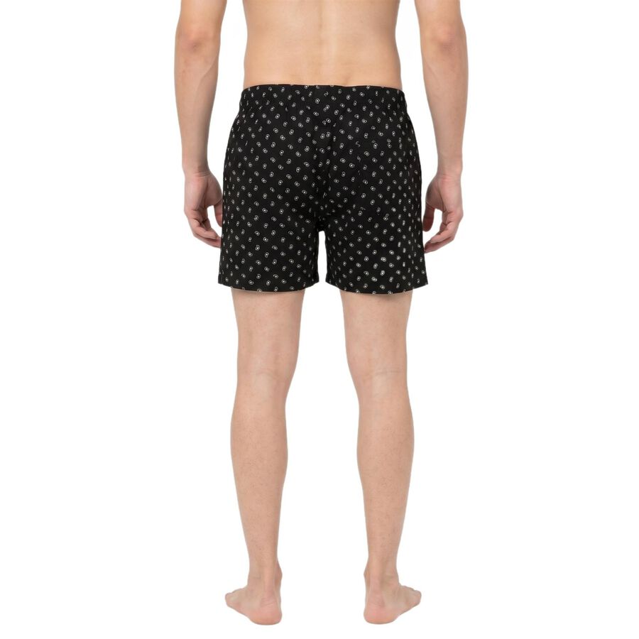 Men's Black Classic Fit Printed Boxers, Black, large