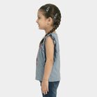 Girls Light Blue Cotton Round Neck Casual T-Shirt, Light Blue, small