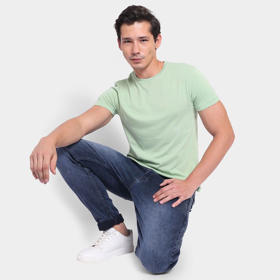 Men's Round Neck Half Sleeves T-Shirt, Light Green, large image number null
