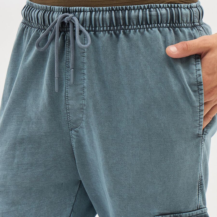 Men's Washed Steel Blue Cargo Jogger, Mid Blue, large image number null