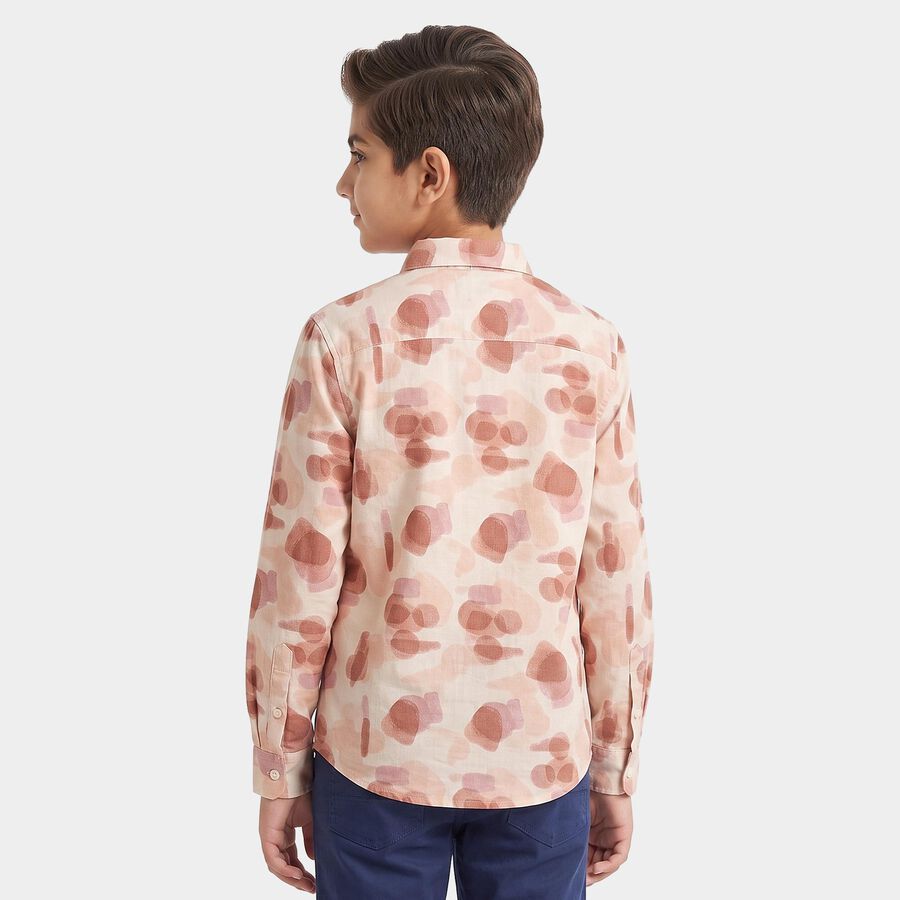 Boys Off White Cotton Casual Shirt, Off White, large