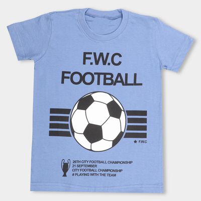 Boys Midnight Blue Cotton Round Neck Casual T-Shirt