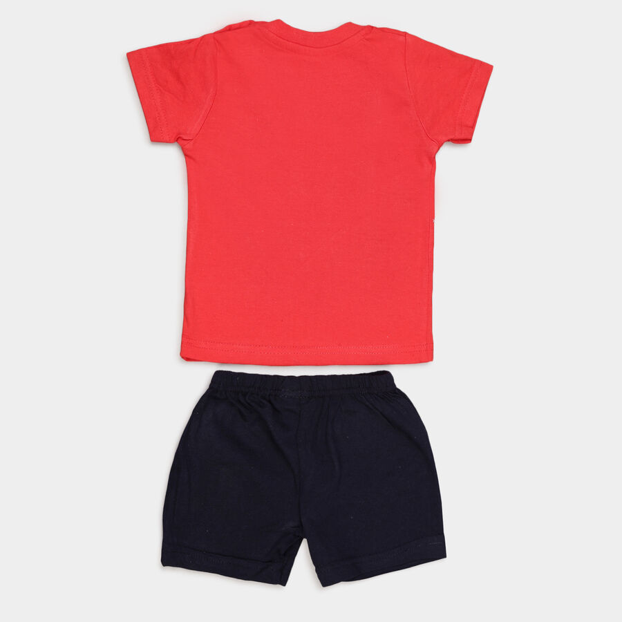 Infants Cotton Round Neck Baba Suit, Red, large image number null