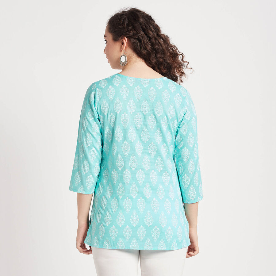 All Over Print Straight Kurti, Light Blue, large image number null