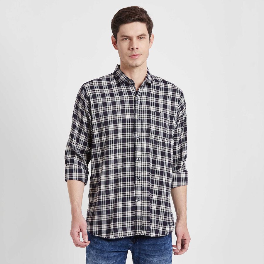 Checks Casual Shirt, Dark Blue, large image number null