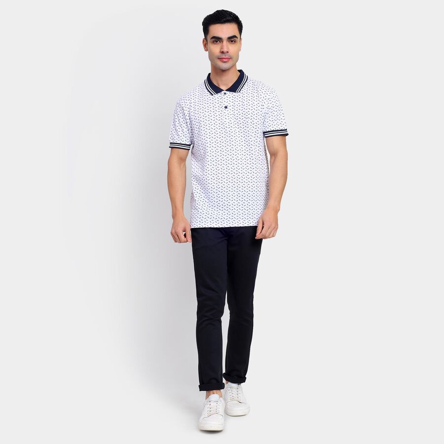 Men's 100% Cotton Collared Half Sleeves T-Shirt , White, large image number null